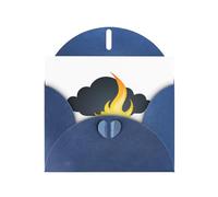 Blue WHJSHOP Flame under the dark clouds - Tarjeta de felicitación de papel nacarado de alta gama, doble cara, efecto perlado, hebilla de amor, sobre de papel perlado