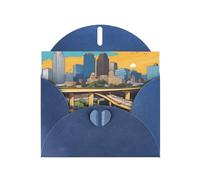 Blue WHJSHOP - Tarjeta de felicitación con diseño de dibujos animados de Austin Texas, papel nacarado de alta gama, doble cara, efecto perlado, hebilla de amor, sobre de papel perlado