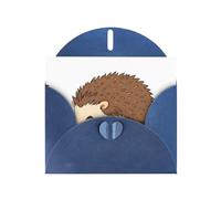 Blue WHJSHOP - Tarjeta de felicitación con diseño de erizo durmiendo - Papel nacarado de alta gama, doble cara, efecto perlado, hebilla de amor, sobre de papel perlado