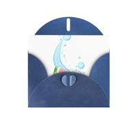 Blue WHJSHOP - Tarjeta de felicitación con diseño de gotas de agua y sandía, papel nacarado de alta gama, doble cara, efecto perlado, hebilla de amor, sobre de papel perlado