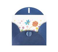 Blue WHJSHOP - Tarjeta de felicitación con diseño de piruleta chupando luciérnagas, papel nacarado de doble cara, con hebilla de amor, sobre de papel perlado