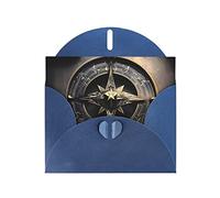 Blue WHJSHOP - Tarjeta de felicitación con diseño mágico de runas nórdicas, brújula, papel nacarado de alta gama, doble cara, efecto perlado, hebilla de amor, sobre de papel perlado