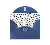 Blue WHJSHOP - Tarjeta de felicitación con estampado de lunares blancos y negros, papel nacarado de alta gama, doble cara, efecto perlado, hebilla de amor, sobre de papel perlado