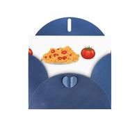 Blue WHJSHOP - Tarjeta de felicitación con impresión de pasta de tomate de dibujos animados, papel nacarado de doble cara, con hebilla de amor, sobre de papel perlado