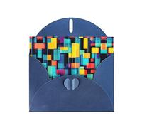 Blue WHJSHOP - Tarjeta de felicitación cuadrada con diseño de diagrama geométrico, papel nacarado de alta gama, doble cara, efecto perlado, hebilla de amor, sobre de papel perlado