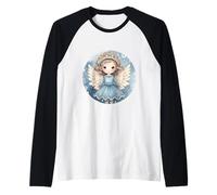 Blue Winter Accessories For Women Cute Christmas Angel Camiseta Manga Raglan