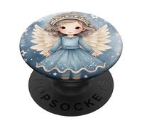 Blue Winter Accessories For Women Cute Christmas Angel PopSockets PopGrip Adhesivo