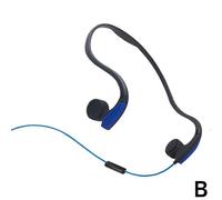 (Blue) Wired Bone Conduction Headphones 3.5mm Audio Jack for Running Workout Hiking