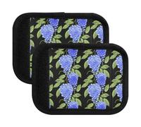 Blue Wisteria Hydrangea Flowers - Relleno para asa de equipaje color negro, identificador de equipaje rápido, asa de veliz de viaje, Blue Wisteria Hortensia Flores Negro, one sizex4