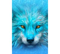 Blue Wolf Art Journal | Lined Notebook 6x9 120 Pages | Hand-Painted Cover by Fred Barca | Animal Art | Zero AI Original Fine Art | fredbarcaart.com