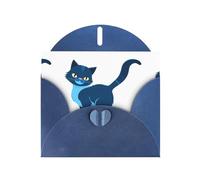 Blue YYHWHJDE - Tarjeta de felicitación con diseño de gato azul moviendo su cola de 6 x 4 pulgadas, diseño moderno y único para varias ocasiones