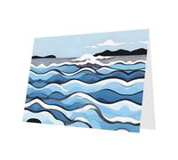 Blue YYHWHJDE Waves lapping at the rocks - Tarjeta de felicitación de 6 x 4 pulgadas, diseño moderno y único para varias ocasiones