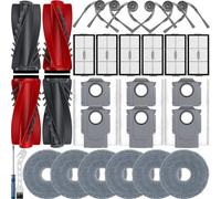Bluearks 30 accesorios para Roborock Saros 10R/Saros 20/Qrevo Curv 2 Pro/Qrevo CurvX/Qrevo Curv 2 ProX, 4 cepillos principales, 6 filtros HEPA, 6 limpiaparabrisas, 6 cepillos laterales, 6 bolsas para