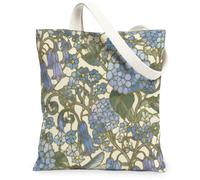 Bluebells - Bolsa de lona para mujer, diseño botánico de las hojas de Forget-Me-Nots, color azul primavera, lavable, reutilizable, ideas para comestibles, Azul, 13x15 Inch