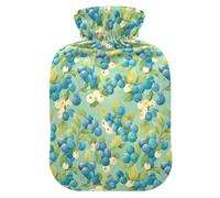 Blueberries - Botellas de agua caliente verde mar con cubierta suave, bolsa calentadora de 2 litros para calentador de cuello y hombros