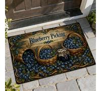 Blueberries - Tapete de bienvenida para puerta, rústicas de granja, hojas de verano, color azul antideslizante, para casa, oficina, exterior, decoración de entrada, 29 x 17 pulgadas