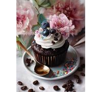 Blueberry Cake 70 Piece Jigsaw Puzzles for Adults, Colourful, Challenging & Brainteasing Adult Puzzles 70 Pieces Peony, Fun jigsaws for The Whole Family 14x10 Inch