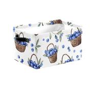 Blueberry - Canastas de almacenamiento plegables grandes con asas, caja organizadora de tela de acuarela para estantes, ropa de juguete, guardería, armario, decoración de sala de estar