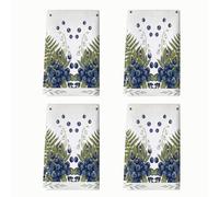 Blueberry - Juego de 4 toallas de cocina, diseño botánico natural de hojas de helecho verde de verano, reutilizables, decoración de encimera, 16 x 24 pulgadas