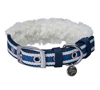 Blueberry Pet 2020/2021 Collar de perro suave y cómodo con forro polar a rayas multicolor acolchado ajustable con hebilla de metal, color azul, cuello de 33 a 42 cm, para raza mediana