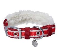 Blueberry Pet 2020/2021 Collar de perro suave y cómodo con forro polar a rayas multicolor acolchado ajustable con hebilla de metal, color rojo, cuello de 9 a 12.5 pulgadas, para raza pequeña