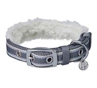 Blueberry Pet 2020/2021 Collar de perro suave y cómodo con forro polar a rayas multicolor acolchado ajustable con hebilla de metal, gris, cuello de 9 a 12.5 pulgadas, para raza pequeña