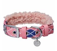 Blueberry Pet 2020/2021 Collar de perro suave y cómodo con forro polar escocés con hebilla de metal, color rosa, cuello de 33 a 42 cm, para raza mediana