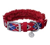 Blueberry Pet 2020/2021 Collar de perro suave y cómodo con forro polar escocés con hebilla de metal, color rojo Merlot, cuello 9-12.5 pulgadas, para raza pequeña