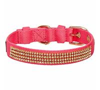 Blueberry Pet 2021 Nuevo collar de perro con diamantes de imitación brillantes ajustable con hebilla de metal, rosa francés, cuello 9-12.5 pulgadas, para raza pequeña