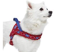 Blueberry Pet Arnés para perro suave y cómodo con forro polar escocés, color rojo Merlot, contorno de pecho de 41,9 cm a 53,3 cm, pequeño, ajustable para perros