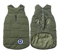 Blueberry Pet Chaqueta acolchada para perro de otoño e invierno de color oliva oscuro, longitud de espalda de 13 3/4 pulgadas, tamaño 12 pulgadas, abrigo cálido para perros pequeños 2021/2022