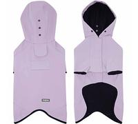 Blueberry Pet Chaqueta Softshell impermeable de 12 pulgadas para perro, con capucha y rompevientos con correa y agujero para arnés, color lila, equipo de lluvia para perros 2022/2023