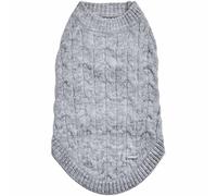 Blueberry Pet Suéter clásico de punto con textura difusa y cuello redondo para perro, color gris jaspeado, longitud de espalda de 25,4 cm, paquete de 1 ropa para perros