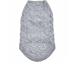 Blueberry Pet Suéter clásico de punto con textura difusa y cuello redondo para perro, color gris jaspeado, longitud de espalda de 25,4 cm, paquete de 1 ropa para perros