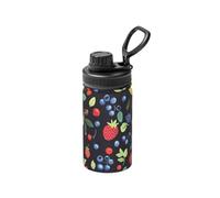 Blueberry Strawberry Print - Botella de agua aislada de 12 onzas, taza de agua espacial para viajes, deportes, boca ancha, acero inoxidable