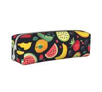 Blueberry Watermelon - Estuche cilíndrico portátil para lápices con cremallera, bolsa de piel para cosméticos, White, Talla única, Mochila escolar