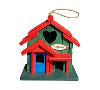 Bluebird House - Cute Wooden Bird Nesting Box, Solid Wood Hanging Bird Shelter with Rope | Outdoor Birdhouse for Robin, Sparrow, Swallow, Finch, Ideal for Garden, Yard, Porch, Patio, Landscape Display