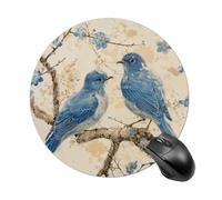Bluebird on The Branch - Alfombrilla de mouse redonda para laptop, alfombrilla de mouse para juegos pequeños con base de goma antideslizante, diseño personalizado, alfombrilla impermeable para mouse