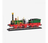 BlueBrixx Adler 4025 - Locomotora de vapor | 109083 - Escala 1:18, detalles impresos, elementos metálicos dorados, riel de pie, a partir de 14 años, 656 x 304 x 176 mm