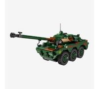 BlueBrixx AMX-10 RC Spähpanzer Francia, 580 Klemmbausteine, Radpanzer | Chasis de seis ruedas, 300 x 80 x 120 mm, cañón largo con freno de boca, pintura de camuflaje, para coleccionistas, 109785