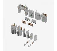 BlueBrixx Burg Bärenfels - Ampliación de pared (726 bloques de sujeción | Elementos especiales, esquinas y topes, cruces sin torre, 847 x 176 x 152 mm, a partir de 6 años, 109147