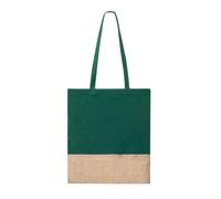 BLUECHOLON Bolsa de Compras Reutilizable de Algodón y Yute, 38 x 42 cm, Capacidad 8 kg, Tote Bag.(Verde)