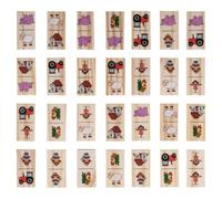 BLUECHOLON Dominó de Madera para Niños, Diseño de Granja con Animales y Tractores, 14,5 x 5 x 3 cm, Juego Educativo