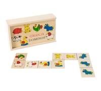 BLUECHOLON Dominó Pequeño de Madera con Animales, 28 Fichas, Diseños de Granja y Selva, Juego Educativo Infantil (Granja)