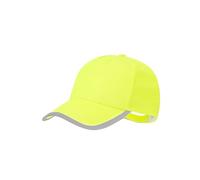 BLUECHOLON Gorra de niño de 5 Paneles Fabricada en Resistente poliéster RPET, de Suave Acabado y Cierre Ajustable. con Orificios de ventilación Bordados (Amarillo Fluor - Reflectante)