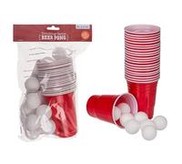 BLUECHOLON Juego de Beer Pong, Kit Completo con 15 Bolas y 22 Vasos de 550 ml, Reutilizable.