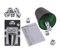 BLUECHOLON Juego de Mesa Dados Póker - Cubilete + 5 Dados de Póker + Libreta para Llevar puntuación, Cubilete Forrado en Interior - Juego de Mesa Adultos - Regalo - Jugar en Familia (Números)