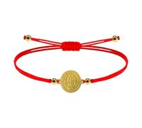 BLUECHOLON Pulsera de Hilo Rojo con Medalla Religiosa, Acero Dorado, Virgen del Pilar, Guadalupe, Rocío, Protección (Virgen De Guadalupe)