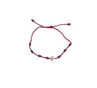 BLUECHOLON Pulsera Nudos Hilo Roja con Bola Palo Santo, Piedras. Pulsera Palo Santo Madera Sagrada (Nudos Rojo - Selenita)