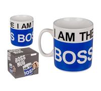 BLUECHOLON Taza XL 'I am the Boss' de Cerámica, 1 Litro, Divertida taza para casa o la Oficina, Desayuno, Diseño Moderno, 13x12 cm.